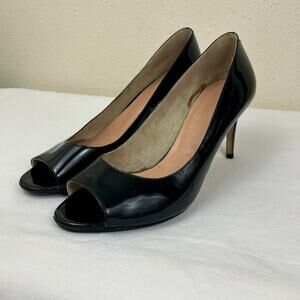 Max Mara Patent Leather Peep Toe Stiletto Heels Womens EU 40 US 10 Black